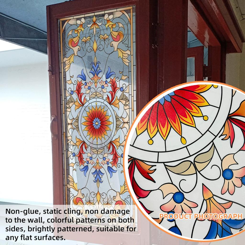 Colorful Bird Leaves Electrostatic Stickers for Window Displays Glass Sticker Double-sided Printing Visible