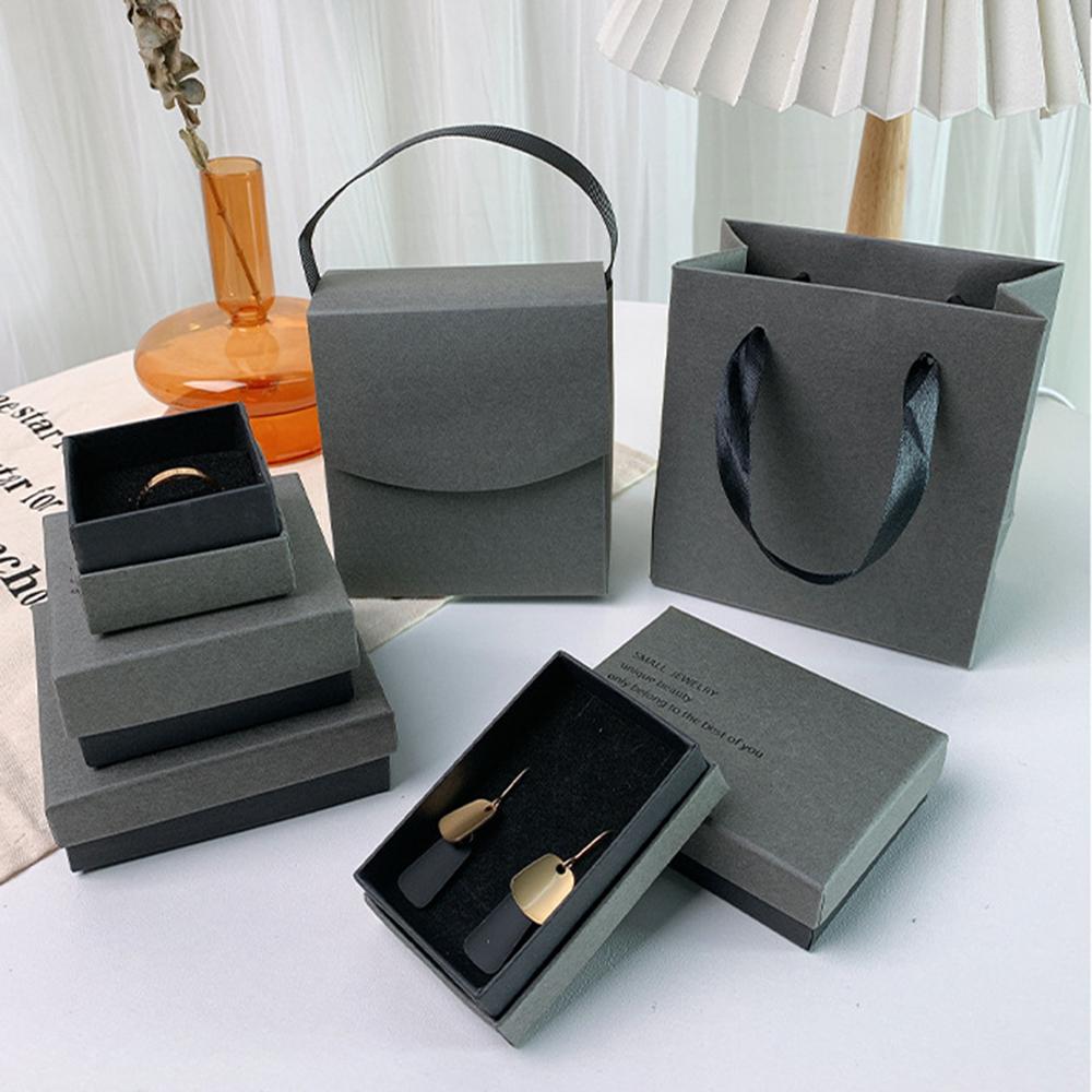Gray Black Cardboard Jewelry Box Ring Earrings Bracelet Pendant Jewelry Box Gift Packaging Box Jewelry Organizer