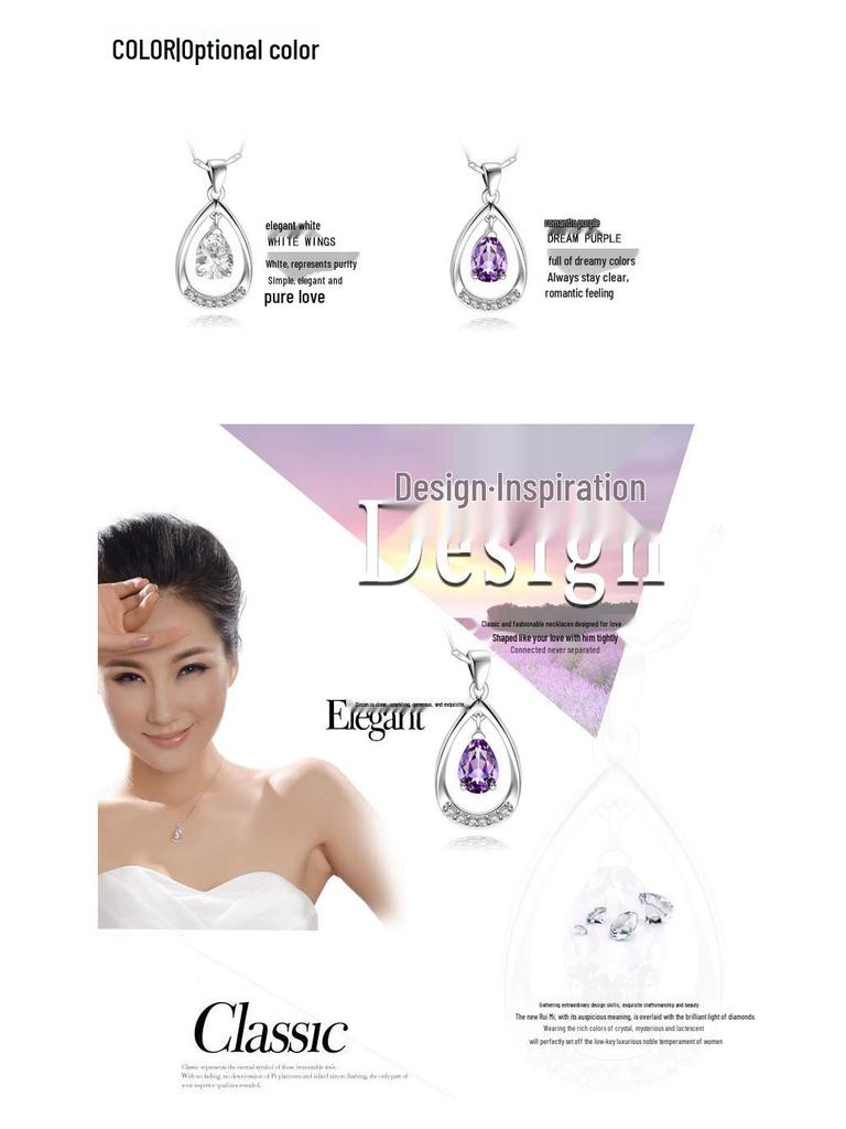 Angel's Tears Teardrop Pendant Necklace: 925 Sterling Silver Korean Fashion Jewelry for Women