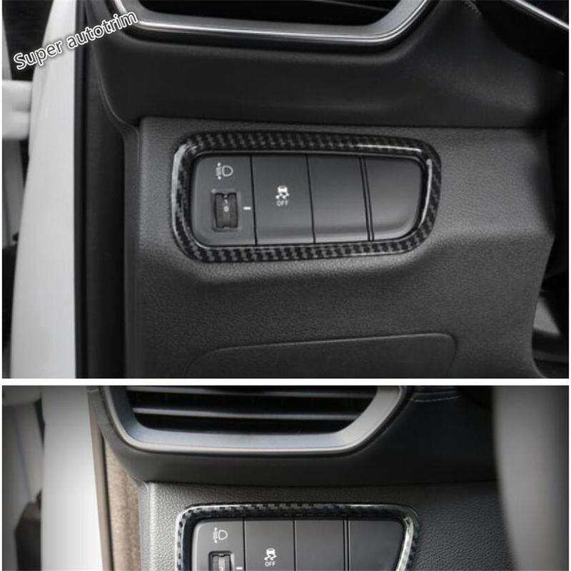 Car Head Lights Lamps Switch Button Panel Cover Trim Fit For Hyundai Santa Fe  -  ABS Carbon Fiber Accessories Interior