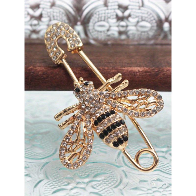 1pc Luxury Full Crystal Gold Color Bee Brooches For Woman Shiny Hollow Bee Brooch Pin For Coat Scraf Fine Jewelry