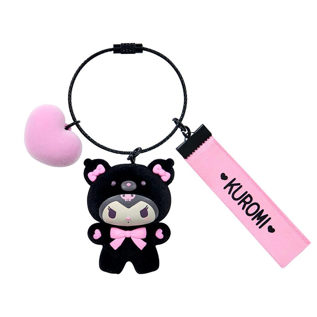 Sanrio Kuromi Flocked Keychain 387690 (Black Animals)