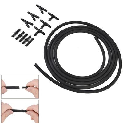 Washer Hose + Connector Kit T-Piece Tube Pipe Splitter 2M Black High Quality