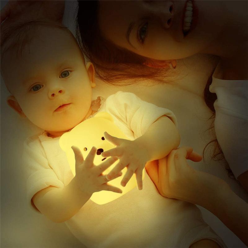 Usb Rechargeable Cute Animal Shape Silicone Night  Light Remote Control Portable Color-changing