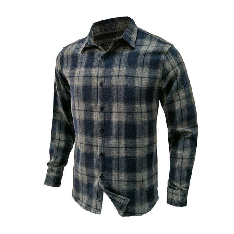 Men S Long Sleeve Flannel Plaid Shirt Thick Autumn Winter