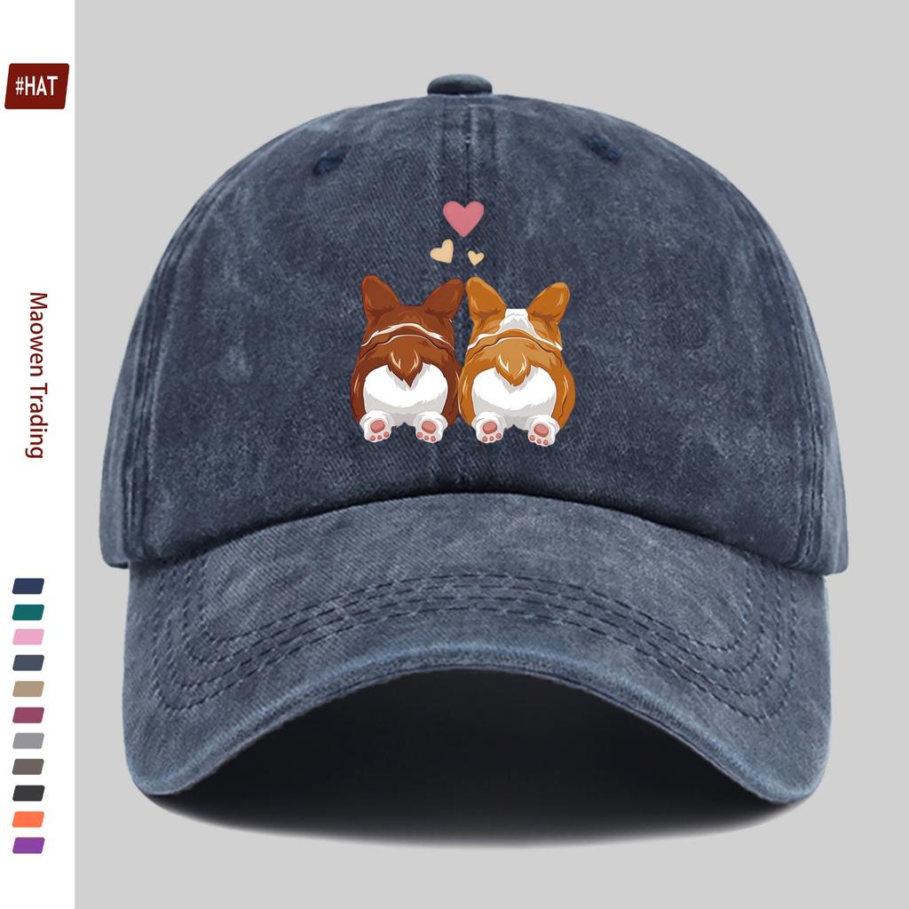 pc HeartShaped Corgi Silhouette Printed Baseball Cap Pet Print Design Golf Hat Home Leisure Decor Hat Comfortable Lightweig