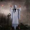 Adult Scary Smiling White Dress with Scary Face, Men Womens Halloween Cloak Cape for Cosplay Photo Props