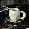 Ceramic Mug Dark Silver Butterfly Matte Hand Pinch Pattern Design Oblique Cup Creative Gift