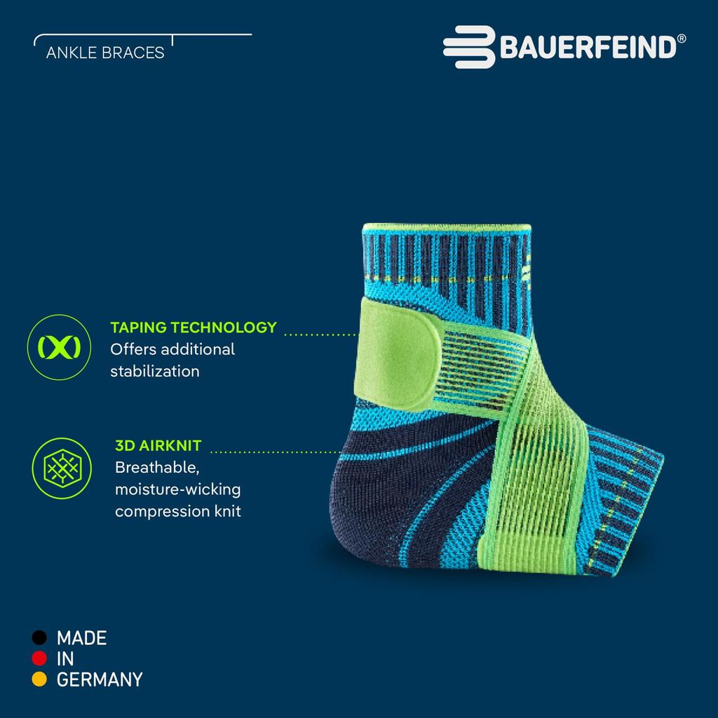 Bauerfeind Sports Ankle a breathable ankle support with a Single Made in Support, figure-eight design. [Sports Series, Ambidextrous, Support, XS-XXL,