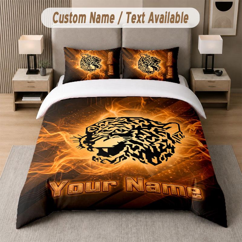 Set Biancheria da Letto Personalizzato Modello Hull FC, Stampa Nome Testo 1 Copripiumino più 2 Federe Tessile per la Casa