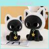 Black Cat Soft Plush Doll With Short Hair Fabric For Kids And Home Decor
