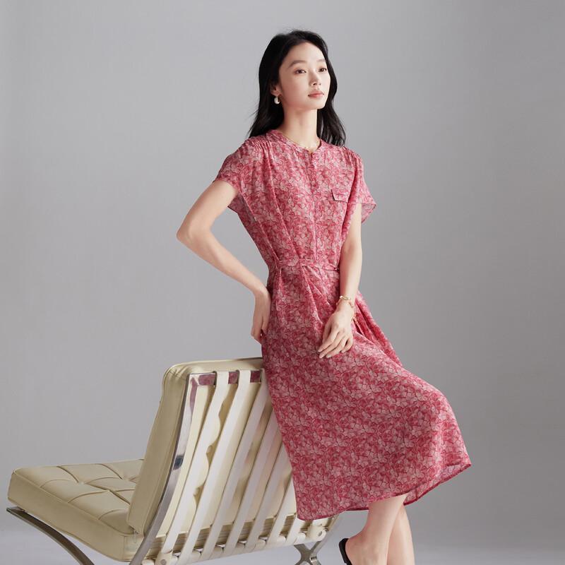 SOFSIL 2026 Summer Floral 100% Mulberry Silk A-line Dress