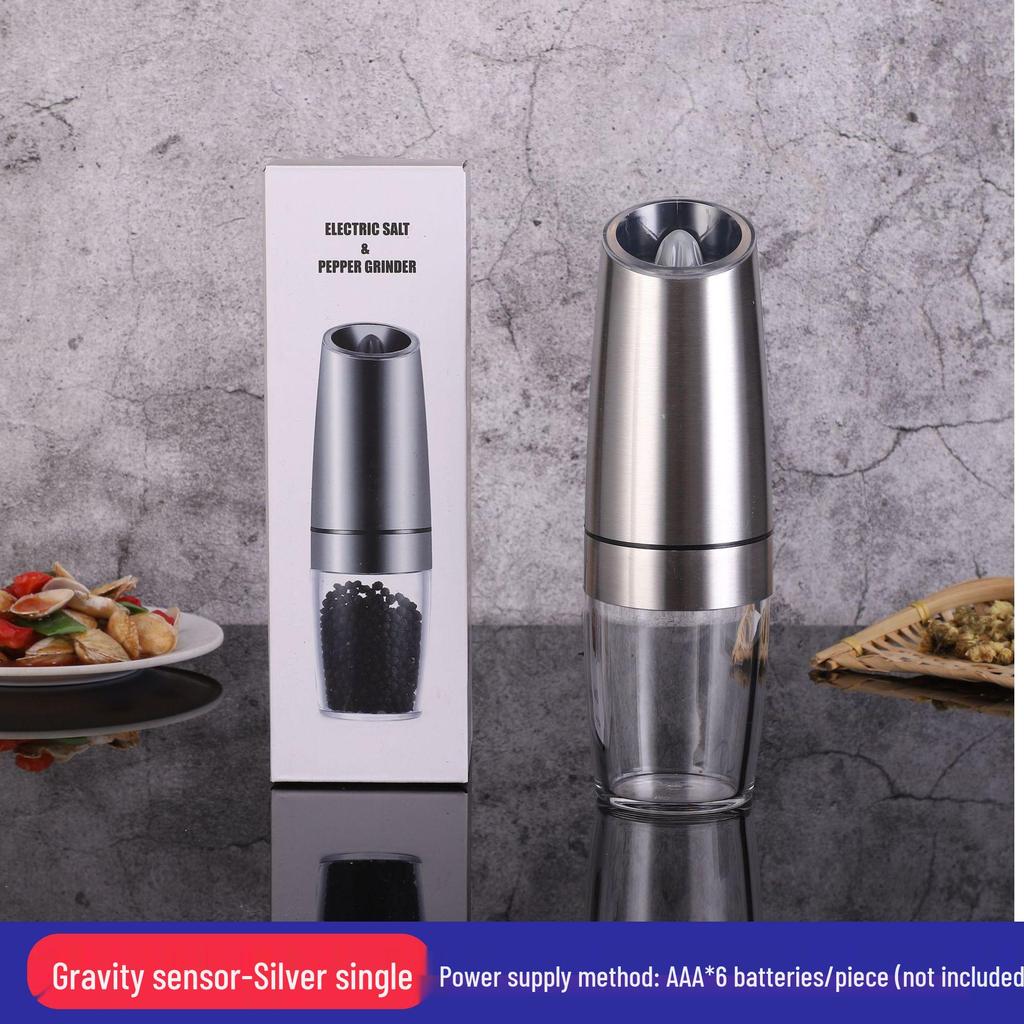 Râșniță Electrică pentru Piper și Sare de Mare - Sticlă de Uz Casnic Neagră