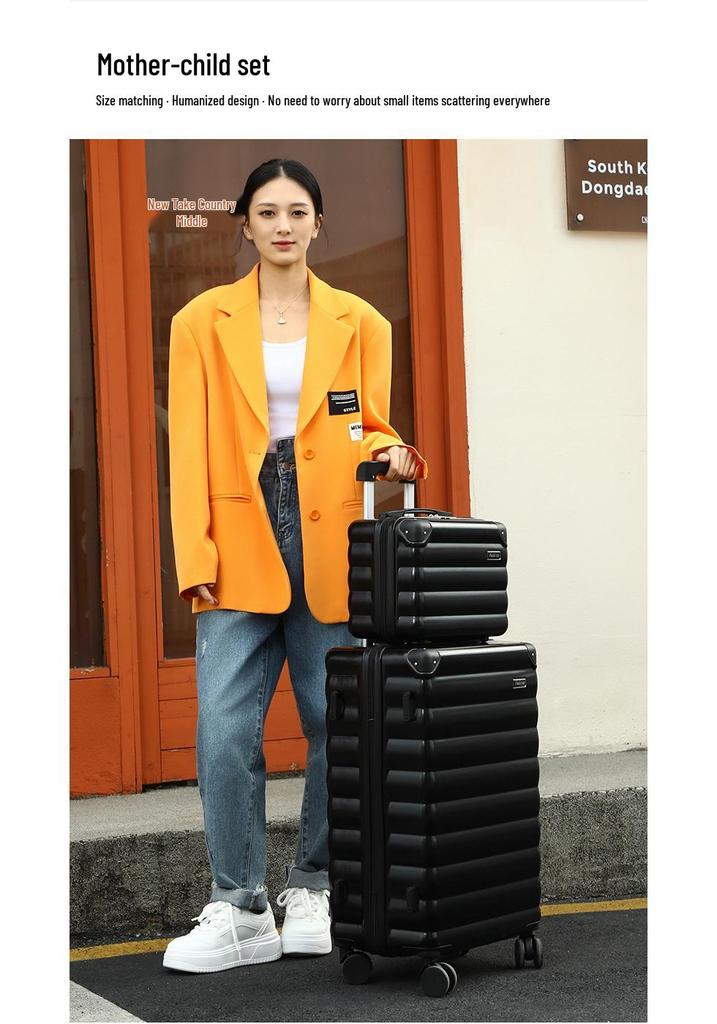 Women's 24-Inch Leather Trolley Suitcase with Universal Wheels, Sturdy and Durable, Large Capacity, 2026 Edition, with Combination Lock.