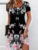 Short Sleeve Summer Dresses Fashion Women's Plus Size Clothing New Women's Dresses Gradient Flower Printing Elegant Casual 2024