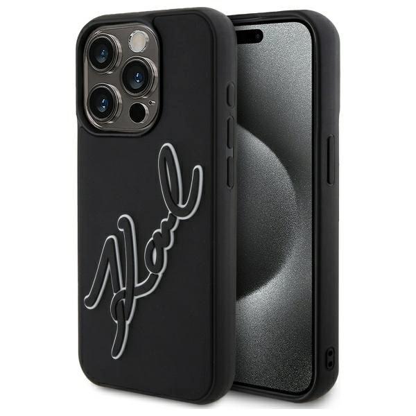 Karl Lagerfeld Klhcp15L3Drksdlk Iphone   15 Pro 6.1 Czarny/Black Hardcase 3D Rubber Signature