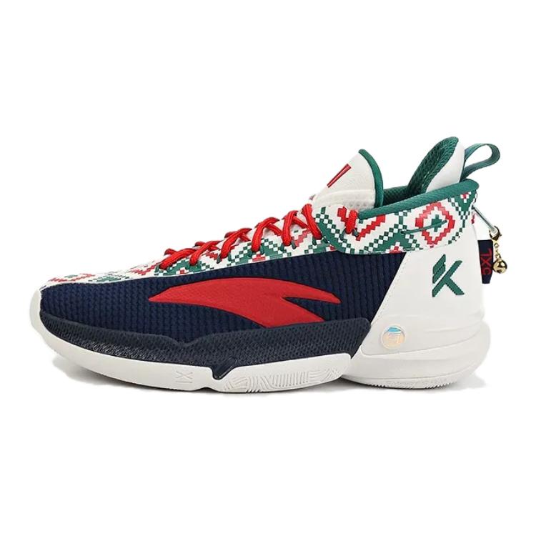 Anta Kids KT9 Fabric Lightweight Fashion Non-Slip Wear-Resistant High-Top Basketball Shoes Men sneaker White Blue 312341130-2