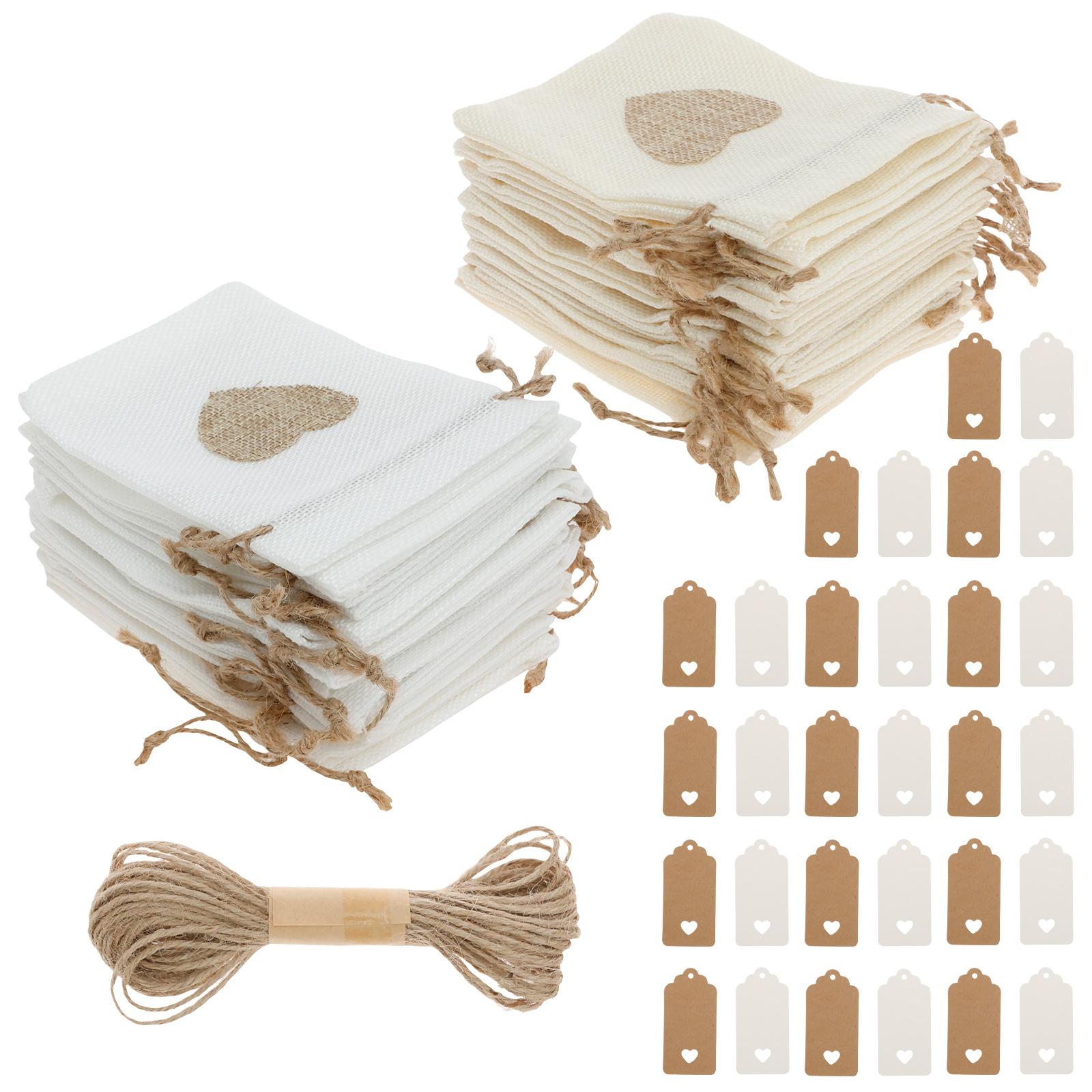 

30PCS Burlap Gift Bags with Drawstring and Gift Tags 4x6 Inch Gift Burlap Linen Sacks Bag for Wedding Favors Party, Jewelry Bag as show бежевый