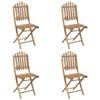 Mobilier à dîner d'extérieur pliable 5 pcs avec coussins Bambou