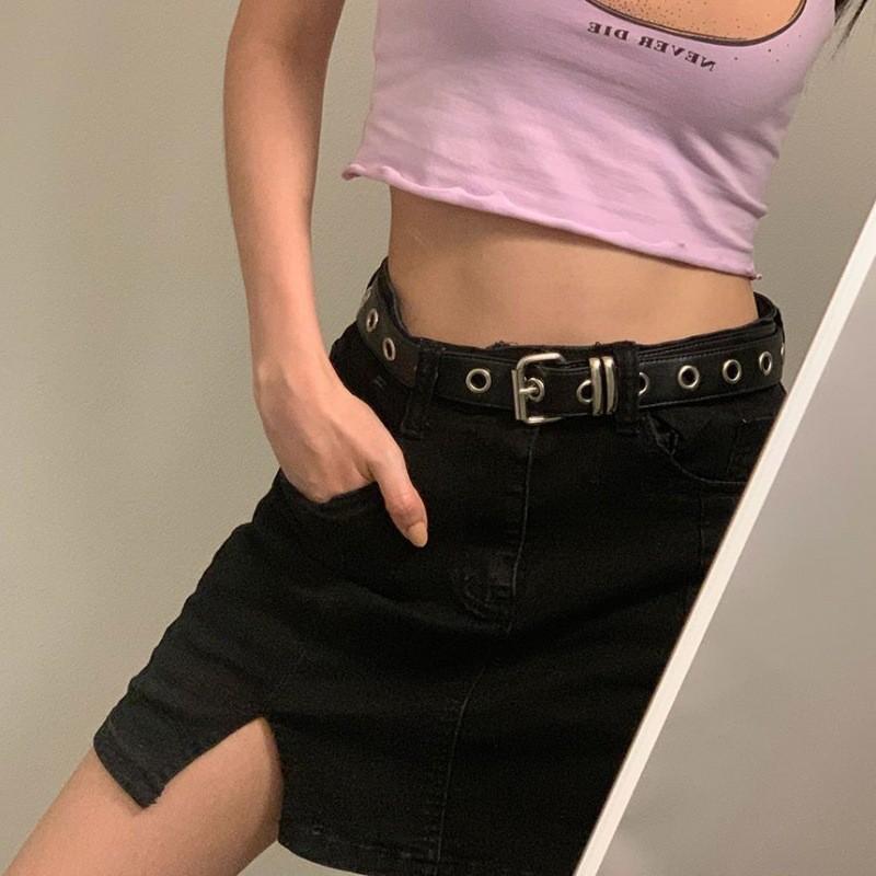 Stylish Retro Metal Buckle Belt For Women Trendy Simplistic Punk Fashion Accessory