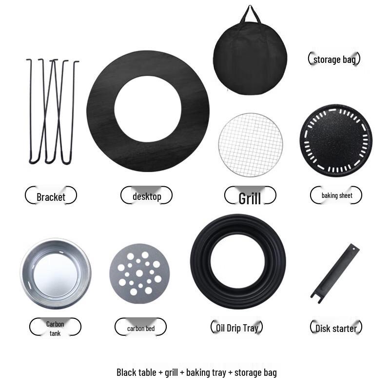 Folding Outdoor Tea & BBQ Table with Fire Pit