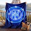 Warm Flannel Blanket Inter Milan Pattern, Lightweight Comfortable Throw Blanket for Bed Sofa Use