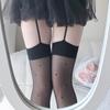Polka Dot Suspenders, Black Edge Dot Thin Knee Socks, Non-Slip Open Gear With Skirt Integrated Socks