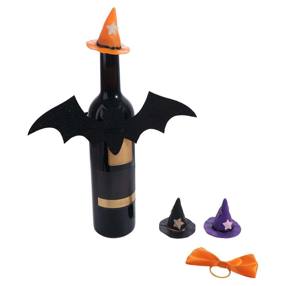 6pcs Cloth Halloween Wine Bottle Topper Mini Wine Bottle Covers Crafts Wine Cap  Table Centerpiece
