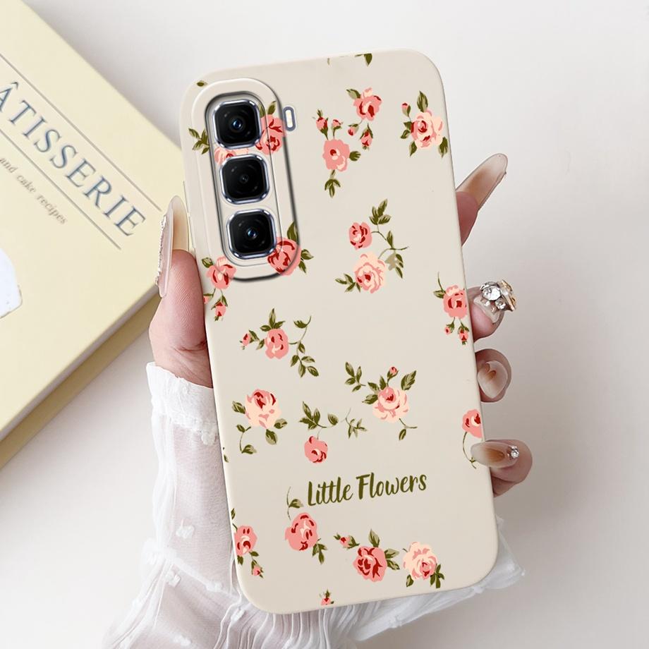 For Infinix Hot 50 Pro+ Hot50 Pro Hot 50 Pro Plus 4G Phone Case Soft Silicone Back Cover Love Heart Girly Flower Painting Fundas