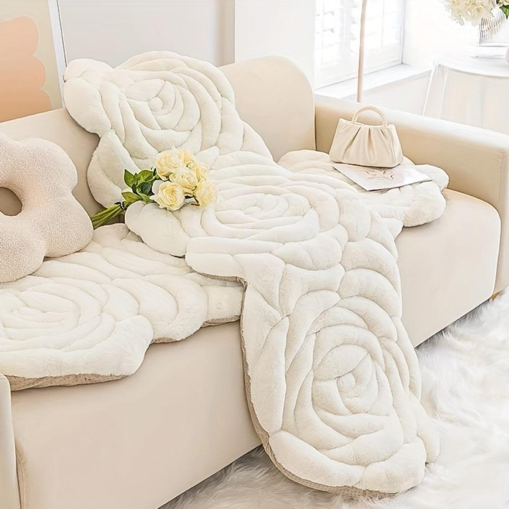 Boho Style Quilted Throw Sofa Cover Thick Short Plush Slip-Resistant Couch Protector Pad  Pet-Friendly Furniture Slipcover for Armchair To 4-Seater