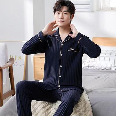 Ensemble de pyjama respirant en coton pour homme: Manches Longues et Pantalon, Coupe Ample, Grande Taille, Élégant pour la Maison ou l'Extérieur