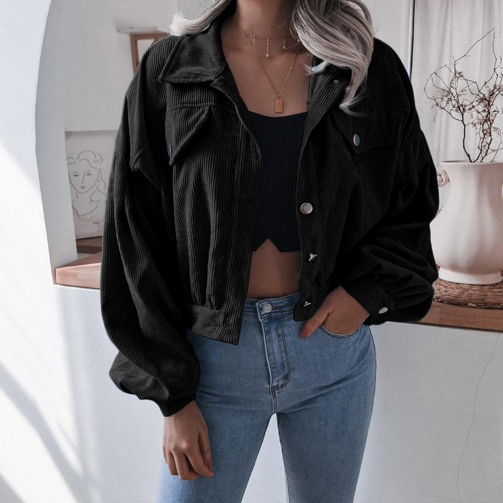 Women's Fashion Casual Solid Color Lapel Jacket Short Top
