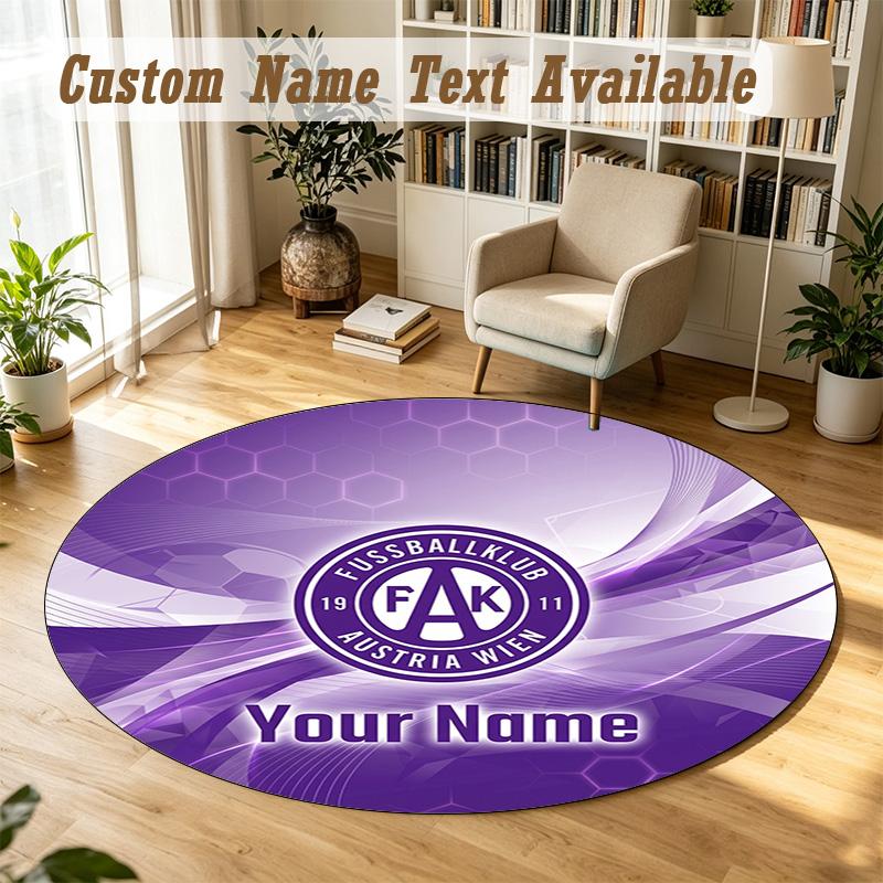 Round Rug Custom NameAustria Wien FC Pattern Non Slip Carpet Home Floor Decor
