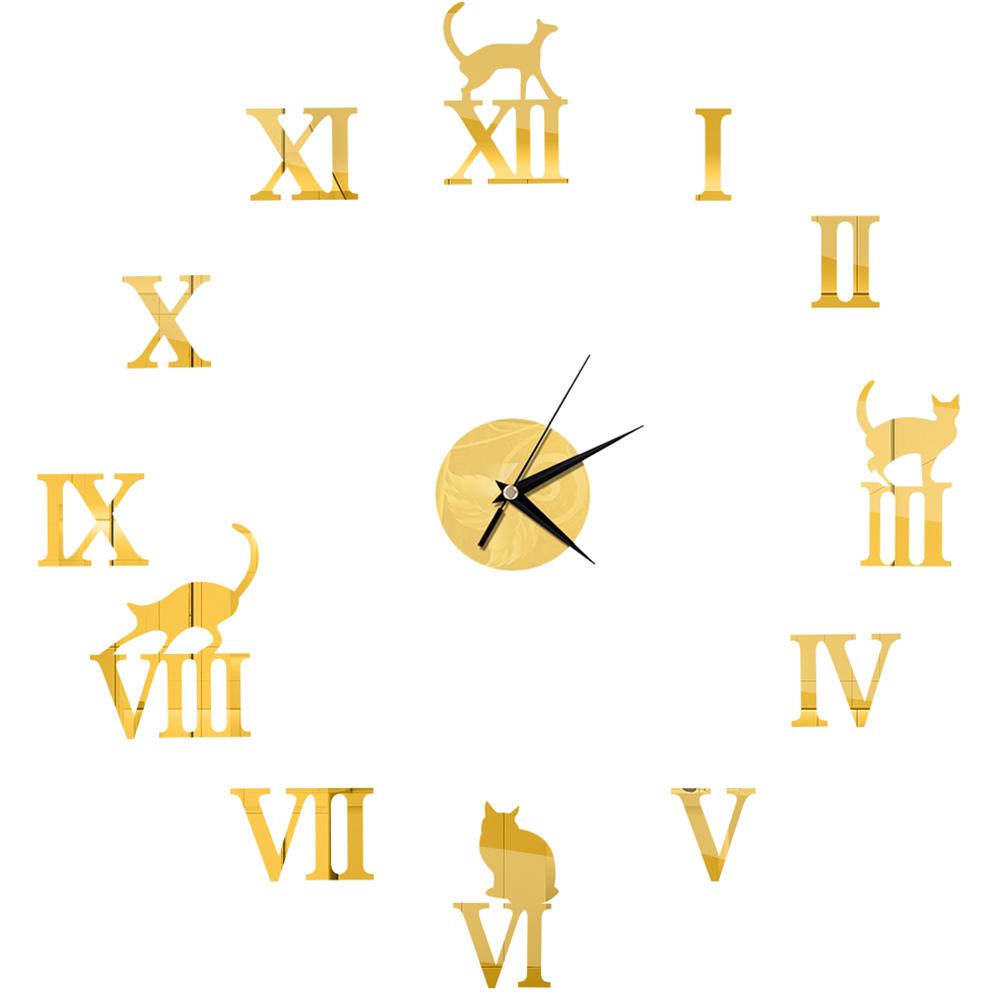 27inch Nordic Wall Clock Dining Restaurant Cafe Decorative Clocks Acrylic Mirror Wall Sticker Silent Quartz Watch Home Decor