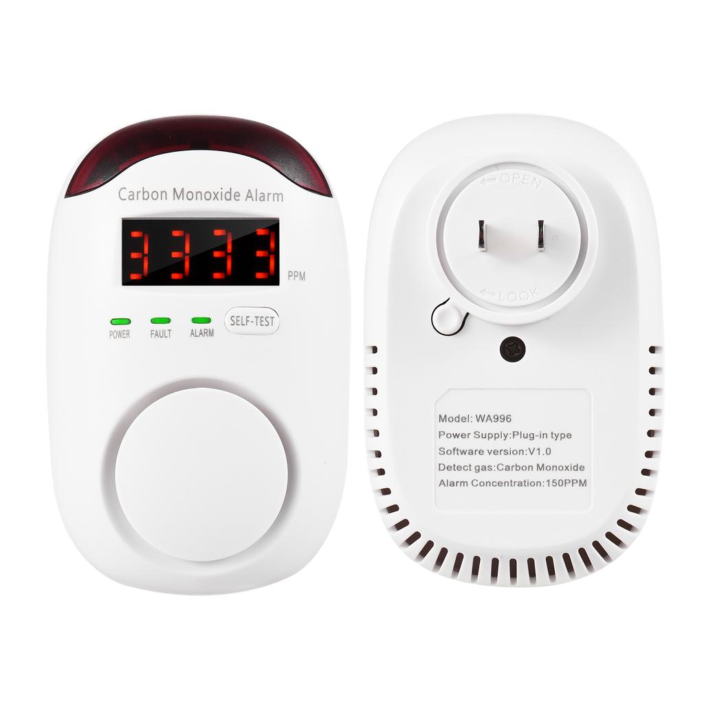Plug-in Type Carbon Monoxide Alarm CO Detector Monitor with LED Digital Display Voice Alert for
