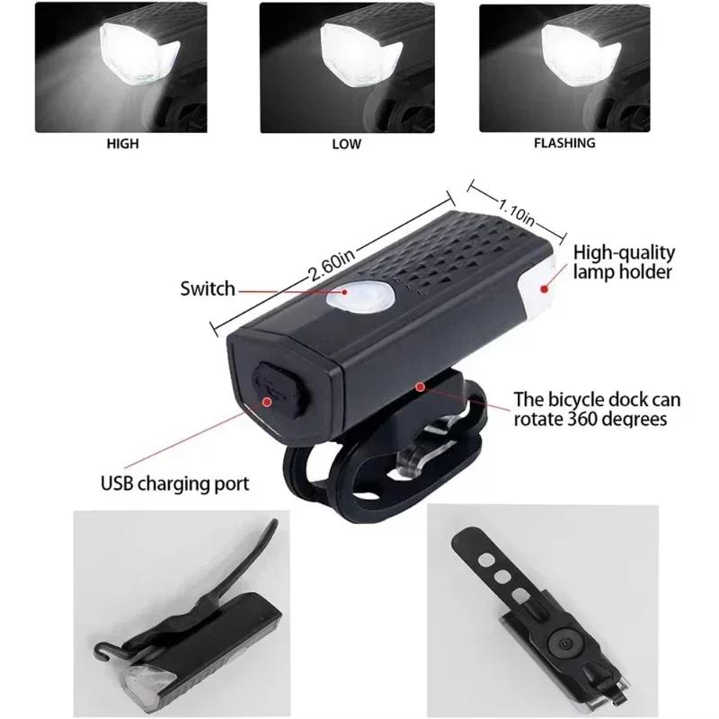 1/2 Stück Fahrradlicht Set Scheinwerfer, Rücklichter USB Wiederaufladbar Flutlicht Fahrrad Elektroroller Zubehör Reitausrüstung