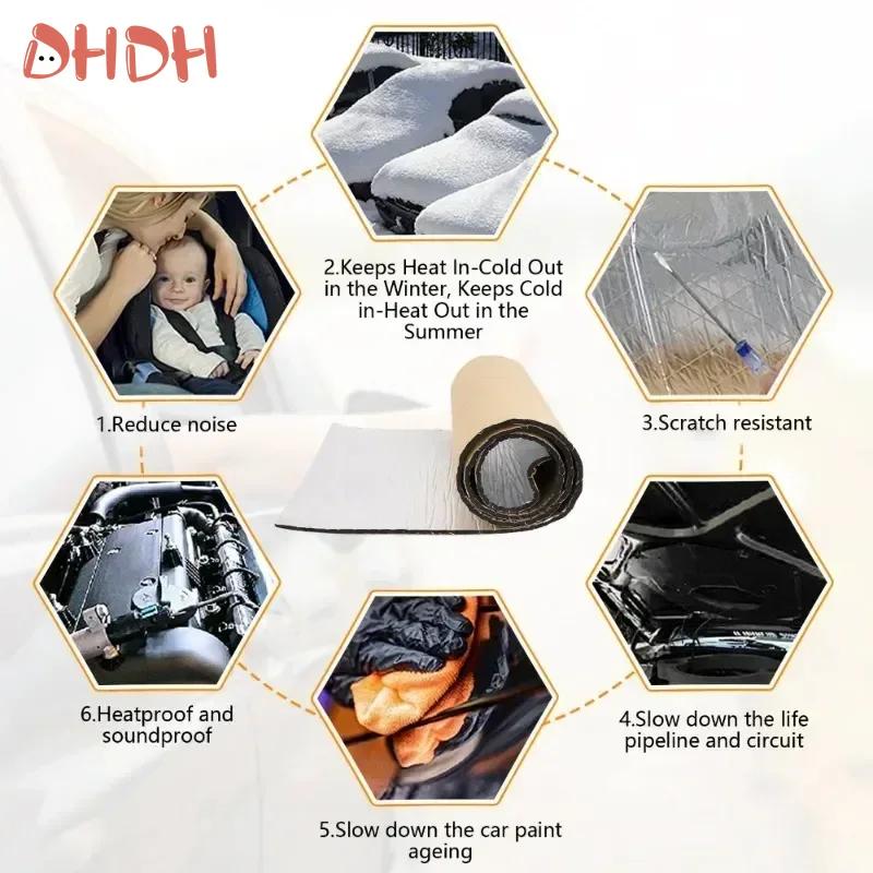 Car Sound Mat Fire Insulation Proofing Deadener Heat Noise Insulation Vibration Resistance Mat Self-adhesive Tape