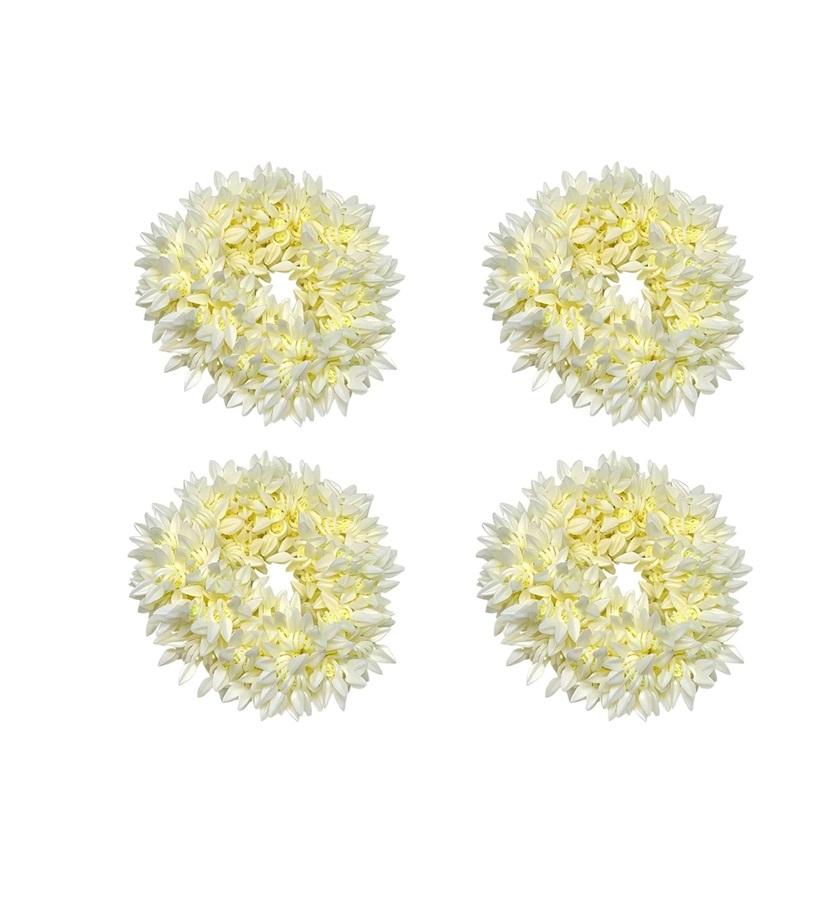 TreegoArt Fashion Artificial Fake Mogra Hair Flower Bun Gajra Hair Accessories For Women And Girls - Pack Of 4 белый