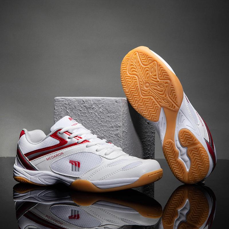 EU35-45 White-Red Breathable Table Tennis Shoes for Men Women Luxury Volleyball Footwears Non-slip Badminton Sport Sneakers