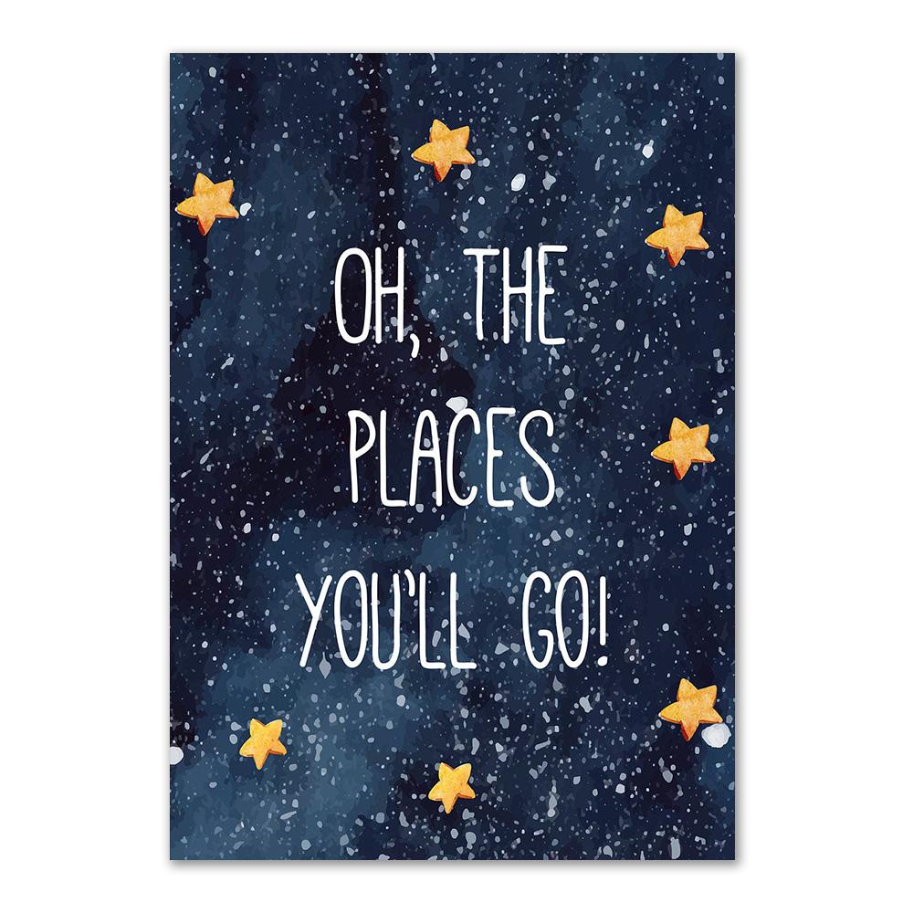 Custom Kids Name Wall Art Poster Print Space Rocket Astronaut Planet Nursery Canvas Painting Personalized Wall Art Painting Art