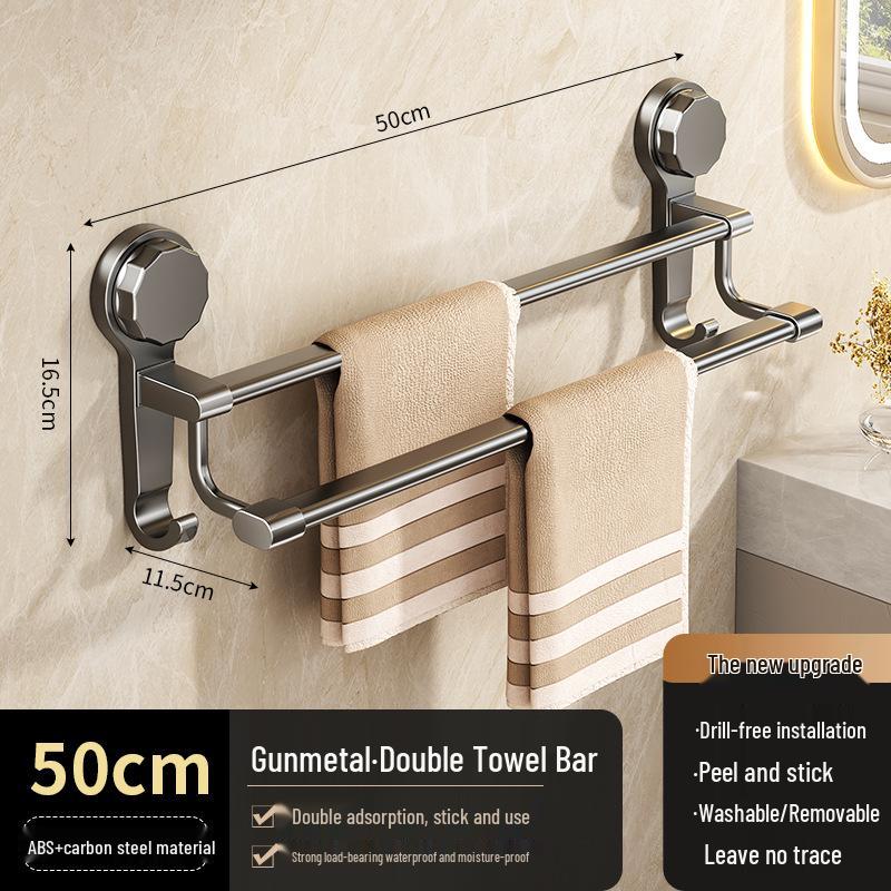 

Настінна вішалка для рушників з подвійною штангою та полицею, без свердління