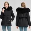Autumn And Winter Mid To Long Length Fashionable Warm And Thick Velvet Solid Color Style Parkas