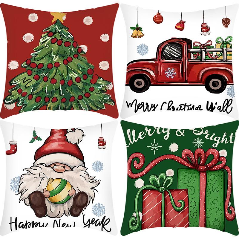 New Christmas Pillowcase Santa Claus Print Elk House Decoration Festive Pillowcase