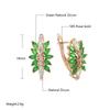 Luxury  Rose Gold Crystal Flower Daily Earrings For Women Green Natural Zircon Accessories Vintage Wedding Jewelry
