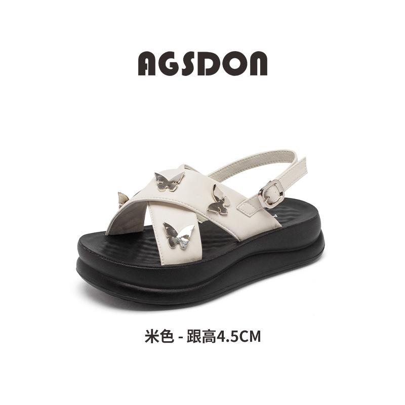 Augustine sandals women's summer wear 2025 new platform butterfly cool slippers with skirt casual beach shoes