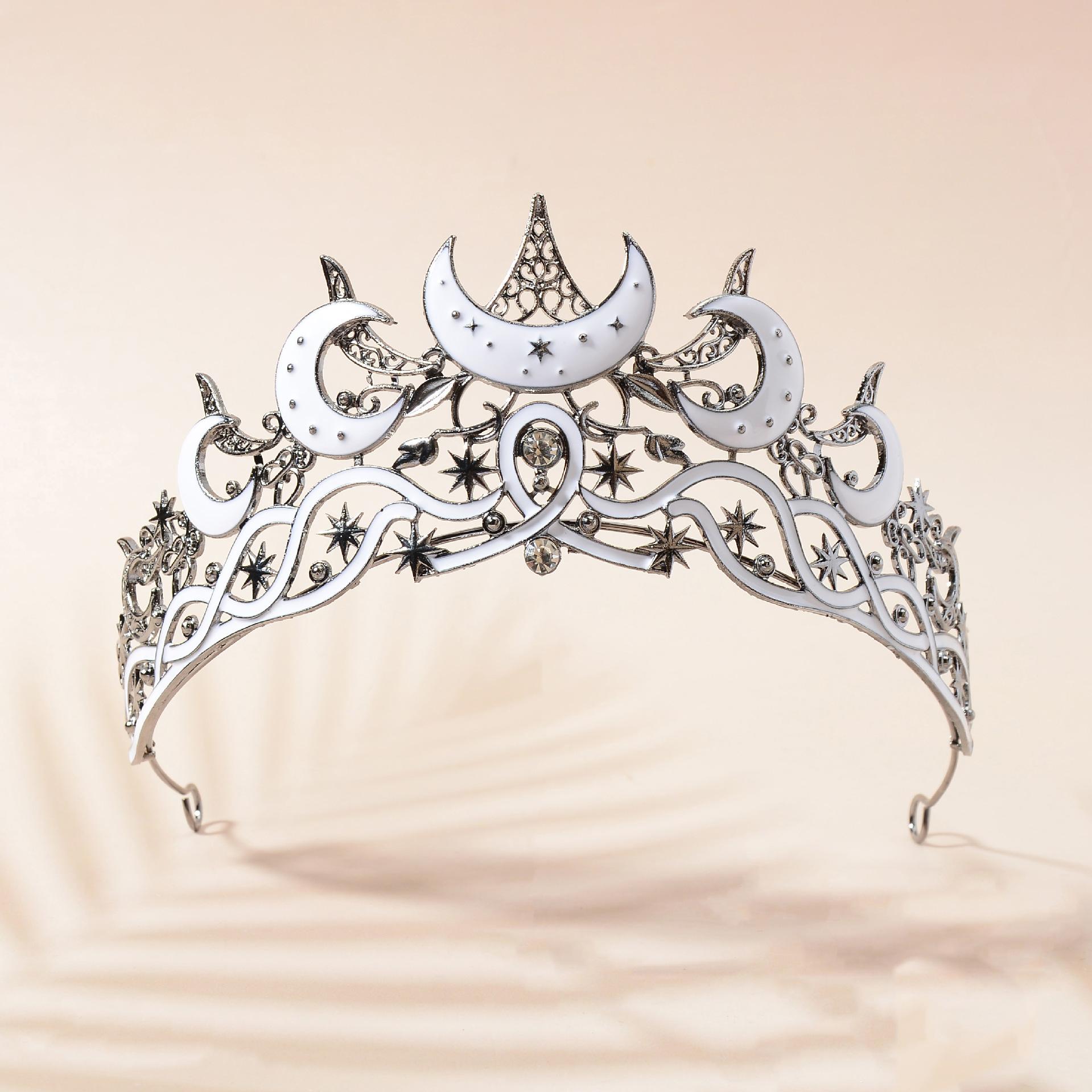 

Новая европейская и американская корона для свадебного платья невесты в форме темного полумесяца, ретро, для вечеринки по случаю дня рождения, вечернего платья