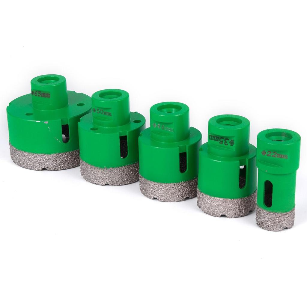 5PCS Diamond Hole Saw Set Diamond Drill Core Bits with Saw Blade, 22/35/40/50/65MM M14 Thread Carborundum Granite Granite