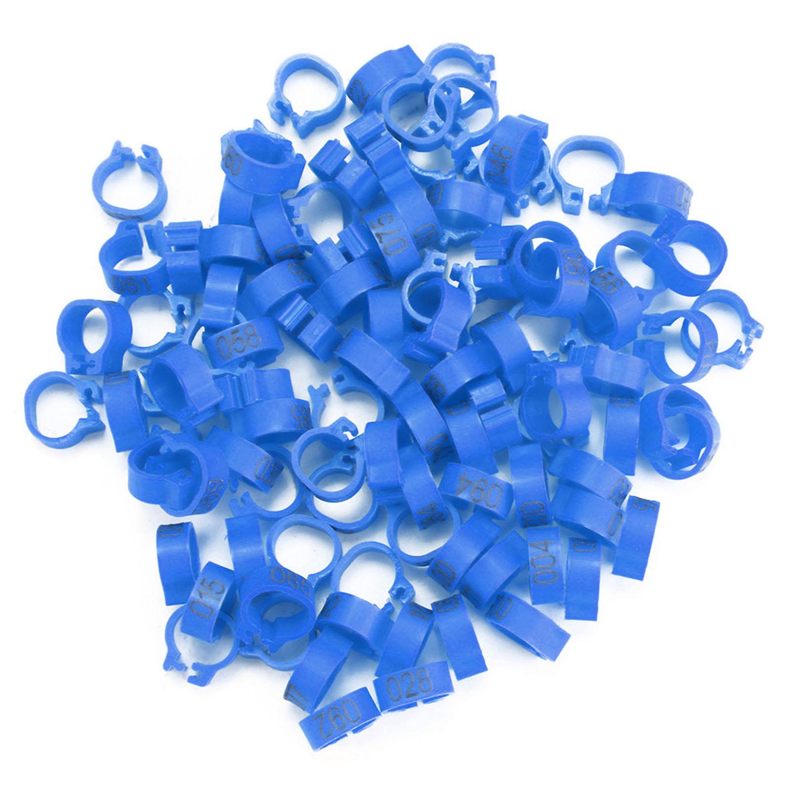 100PCS Sac Celsius 8MM 001-100 Plastique Numéroté Lettre Anneaux de Patte d'Oiseau s(rouge)