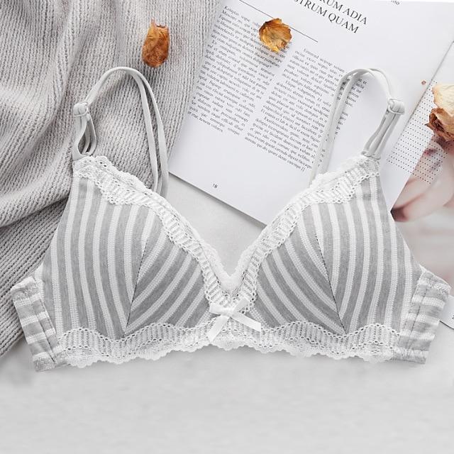 

French Triangle Cup Bra Bralette Women Sweet Push Up Underwear Wireless Bra Breathable Comfortable Lingerie 36 серый