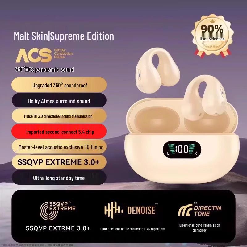 2025 New Wireless Air Conduction Ear Clip Headphones for Sports Running - Unisex In-Ear High-End Bluetooth